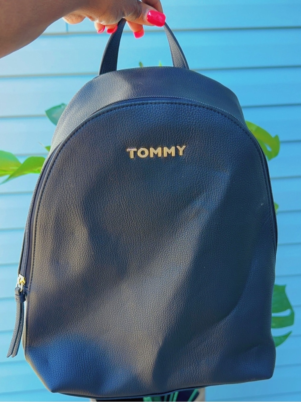 Tommy Hilfiger Black Mini Backpack Gold Logo